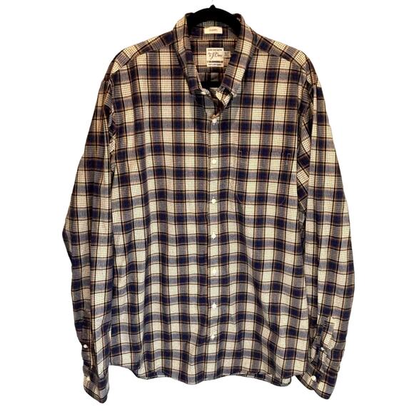 J. Crew Secret Wash Shirting 100's 2-Ply Yarns Plaid Button Down - size XLT - Picture 1 of 6